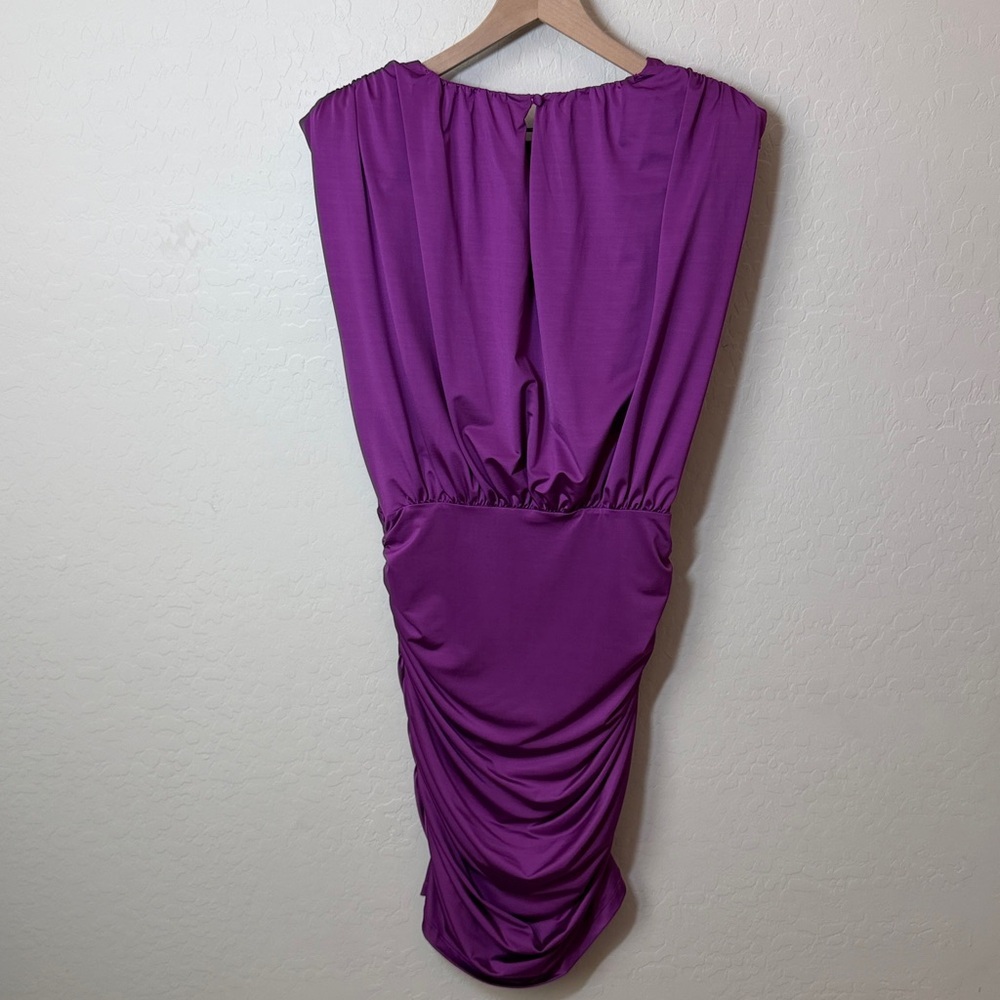 Veronica Beard Bora Satin Ruched Mini Dress in Dark Violet Size 6 - Picture 4 of 6